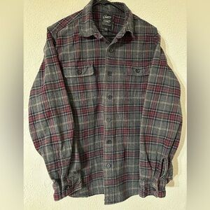 Grayers Heritage Flannels Heavy Shirt Men Gray/Burgundy 100%Cotton Long SleeveXL